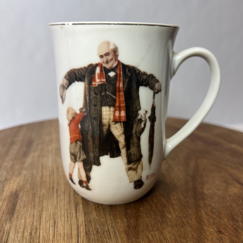 Vintage Norman Rockwell Collectors‎ Porcelain Coffee Cup Sat Evening Post 1936
